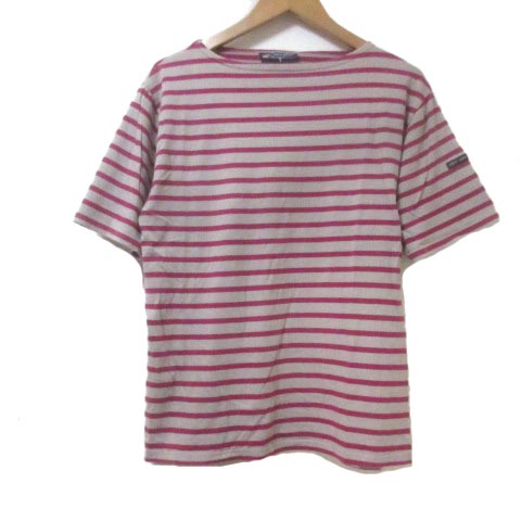 セントジェームス Saint James Tシャツ カットソー 半袖 ボーダー 4pon M ピンク ベージュ コットン X メンズ 049 ベクトルパーク