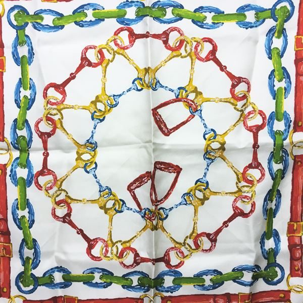 グッチ GUCCI スカーフ ポケットチーフ シルク ホースビット柄 総柄  