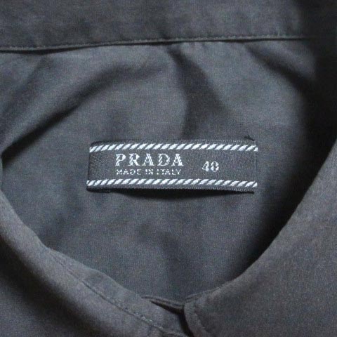 プラダ PRADA シャツ 長袖 ストレッチ 黒 ブラック 無地 40 日本サイズ 