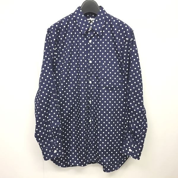 コムデギャルソン Comme Des Garcons Cdg 美品 ポルカドットシャツ コットン 長袖 ネイビー ホワイト 紺 白 M Ad18 1210 メンズ 049 ベクトルパーク
