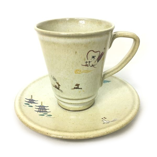 未使用品 大塩 正人 正人窯 赤膚焼 コーヒーカップ ソーサー セット 柄 ベージュ 系 食器 1219 その他 049 ベクトルパーク