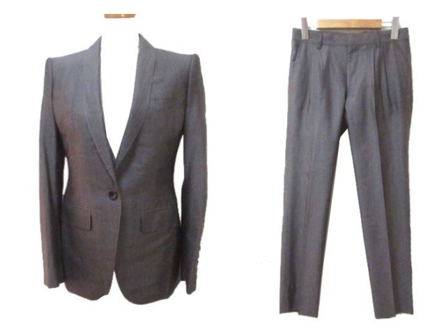 エストネーション Estnation スーツ パンツ ステッチ 灰 グレー ウール シルク 36 S ジャケット 1b スラックス 2タック Rrr X レディース 049 ベクトルパーク