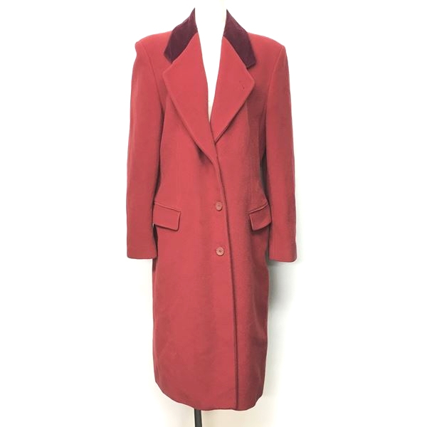 エンポリオアルマーニ Emporio Armani チェスターコート ジャケット ロング ウール 切替 ベロア 赤 レッド 42 Rrr 1224 レディース 049 ベクトルパーク