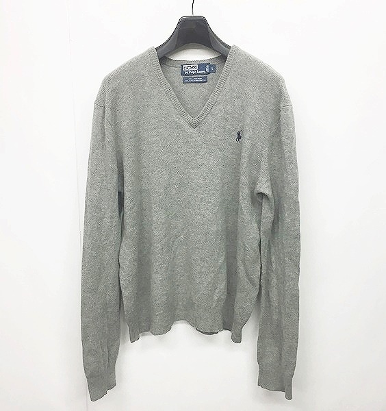 ポロ バイ ラルフローレン Polo By Ralph Lauren セーター ニット ワンポイント Vネック 長袖 灰 グレー L 1221 メンズ 049 902012180052 ベクトルパーク
