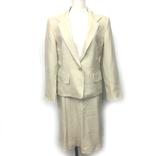 ダックス Daks セットアップ スカートスーツ 上下 ウール ジャケット 総裏 1b ベージュ 40 Rrr 1230 レディース 049 ベクトルパーク