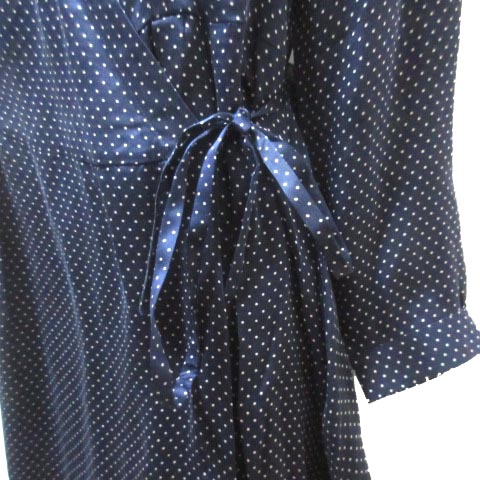 ユニクロ Uniqlo X イネス ドット ワンピース ロング マキシ丈 シルク 長袖 カシュクール 水玉 S 紺 ネイビー X レディース 049 ベクトルパーク