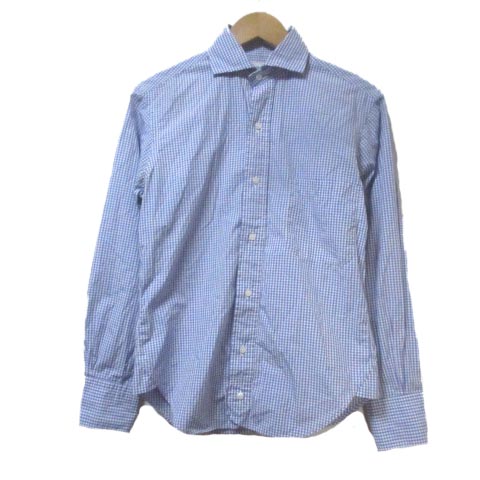 ブラックフリース バイ ブルックスブラザーズ Black Fleece By Brooks Brothers チェックシャツ 長袖 青 白 ブルー ホワイト Bb00 Sサイズ相当 コットン 胸ポケット X メンズ 049 902012300042 ベクトルパーク
