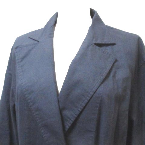 ユニクロ Uniqlo ss リネン コットンコート スプリングコート 212 ダブルカラー くすみブルー M ベルト X レディース 049 ベクトルパーク