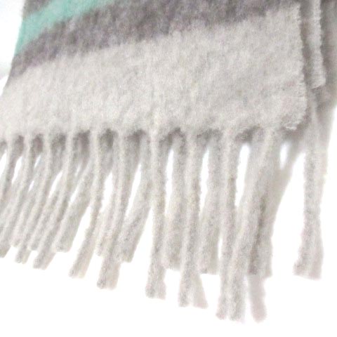 ユニクロ Uniqlo Jw Anderson aw ストール ウールブレンドブラッシュドマフラー ボーダー フリンジ ユニセックス 灰 緑 グレー グリーン X メンズ レディース 049 ベクトルパーク