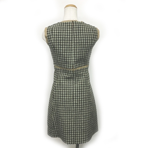 セリーヌ Celine フィービー期 ボンディング ツイードワンピース チェック柄 ノースリーブ 緑 グリーン 34 Ecr2 0216 レディース 049 ベクトルパーク