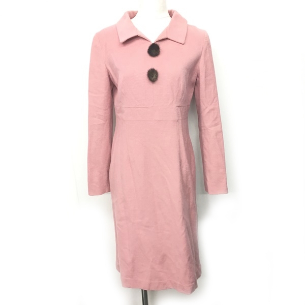 バレンシアガ Balenciaga ワンピース ウール アンゴラ混 ミンクファー 装飾 ヴィンテージ 長袖 ピンク 38 Rrr 03 レディース 049 ベクトルパーク