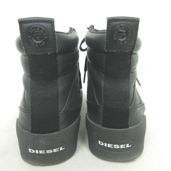 ▼ディーゼル レザー×デニム ハイカットスニーカー シューズ 靴 DIESEL インディゴ ネイビー メンズ 100円スタート▼ DIESEL - 新品 DIESEL レザー ハイカットスニーカー 白赤黒 AJ1 シカゴ