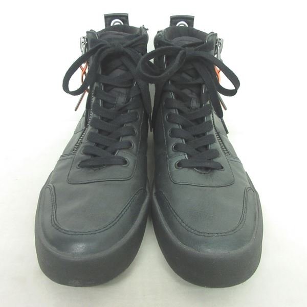 ▼ディーゼル レザー×デニム ハイカットスニーカー シューズ 靴 DIESEL インディゴ ネイビー メンズ 100円スタート▼ DIESEL - 新品 DIESEL レザー ハイカットスニーカー 白赤黒 AJ1 シカゴ