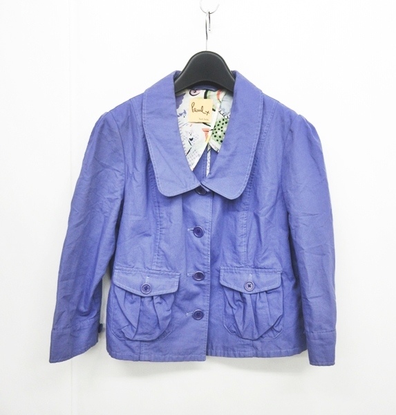 ポールスミス Paul Smith ジャケット ショートコート 麻混 薄手 大きいサイズ 紫 パープル 46l Rrr 0415 レディース 049 ベクトルパーク