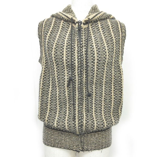 シャネル CHANEL 02A ニットパーカー ベスト ウール カシミヤ混 ラメ 