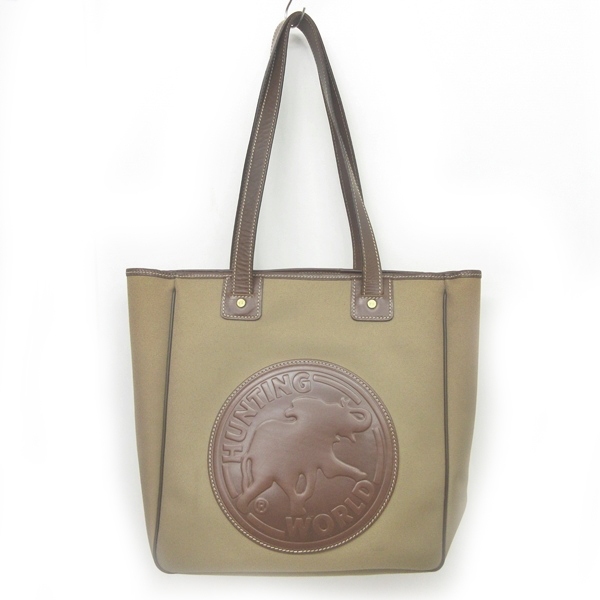 ハンティングワールド Hunting World トートバッグ ショルダーバッグ キャンバス 切替 レザー ロゴ パッチ 茶 ブラウン 系 0525 メンズ 049 ベクトルパーク
