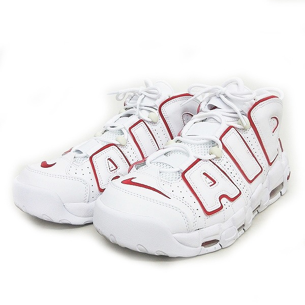 ナイキ NIKE 21SS 美品 AIR MORE UPTEMPO 96 White and Varsity Red 