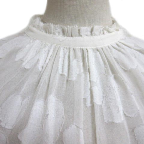セール割引 ウラジョンソン Ulla Johnson ブラウス 長袖 シースルー 花柄 モックネック 白 ホワイト 4 Mサイズ相当 ユナイテッドアローズ 大阪特売 Browniedoluiz Com Br