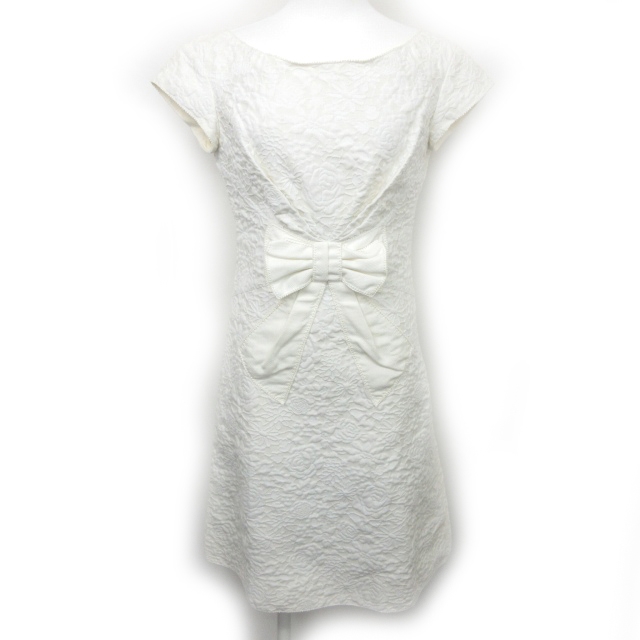 ルイヴィトン Louis Vuitton フレアワンピース レース リボン 花柄 コットン 半袖 白 ホワイト 36 12 レディース 049 ベクトルパーク