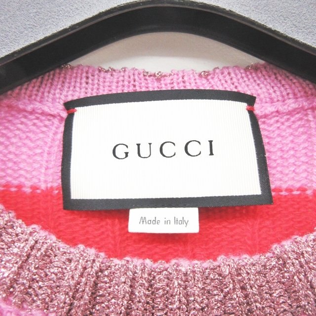グッチ GUCCI 美品 マルチボーダー フラワー刺繍 チュニック 