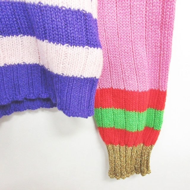 グッチ GUCCI 美品 マルチボーダー フラワー刺繍 チュニック 