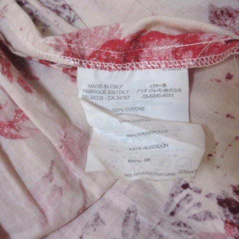 ミュウミュウ miumiu スカート 赤 ひざ丈 ラップ巻き ギャザー 花柄 40  