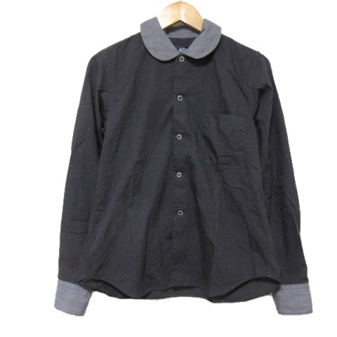 ブラックコムデギャルソン Black Comme Des Garcons クレリックシャツ 長袖 灰 グレー Xs コットン胸ポケット Ecr13 X レディース 049 ベクトルパーク