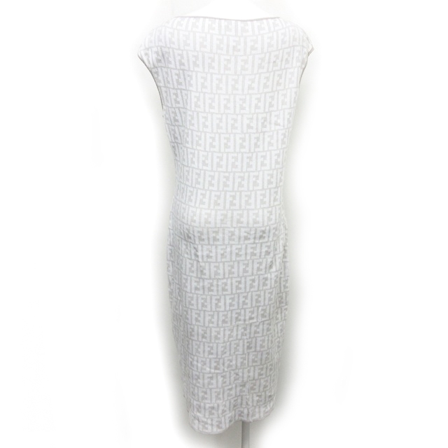 堅実な究極の フェンディ Fendi レディース 0112 Ecr13 46 系 ベージュ 白 ノースリーブ コットン シルク混 ロング ニット ワンピース ズッカ柄 ワンピース Michiganladder Com