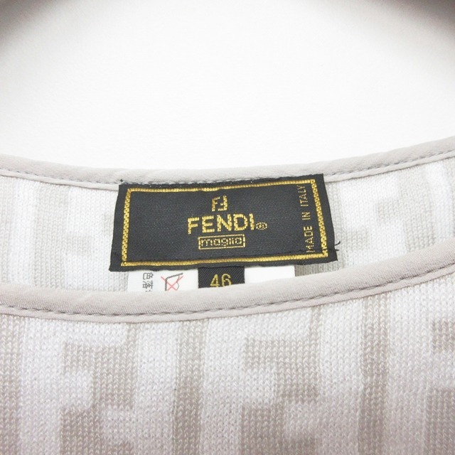 堅実な究極の フェンディ Fendi レディース 0112 Ecr13 46 系 ベージュ 白 ノースリーブ コットン シルク混 ロング ニット ワンピース ズッカ柄 ワンピース Michiganladder Com