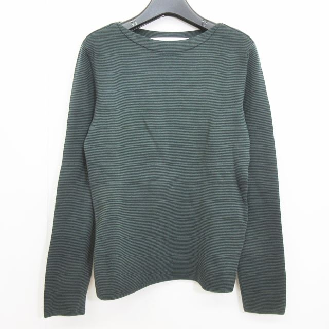 未使用品 ユニクロ Uniqlo And Lemaire ルメール スーピマ コットン ボートネック セーター ニット カットソー 長袖 ボーダー 緑 黒 S 0413 メンズ 049 ベクトルパーク