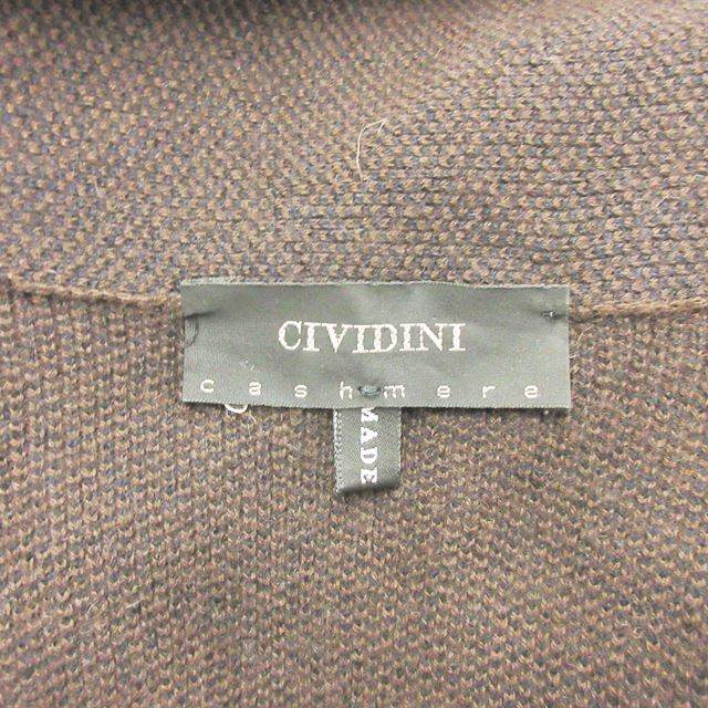 チヴィディーニ CIVIDINI カシミヤ100% ロング カーディガン 長袖 ニット バイカラー ネイビー ブラウン 紺 茶 44 0516 RRR レディース