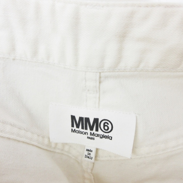 エムエムシックス MM6 メゾンマルジェラ 近年 17SS ホワイトデニム ワイドパンツ ガウチョパンツ ストレッチ 白 38 S IBO23 0530 レディース