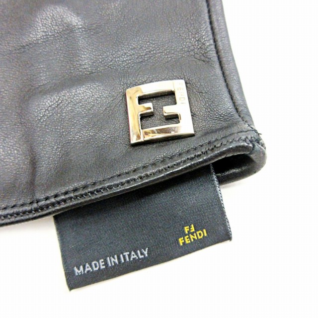 フェンディ FENDI 手袋 グローブ レザー FF金具 ロゴ ダブルF ブラック 