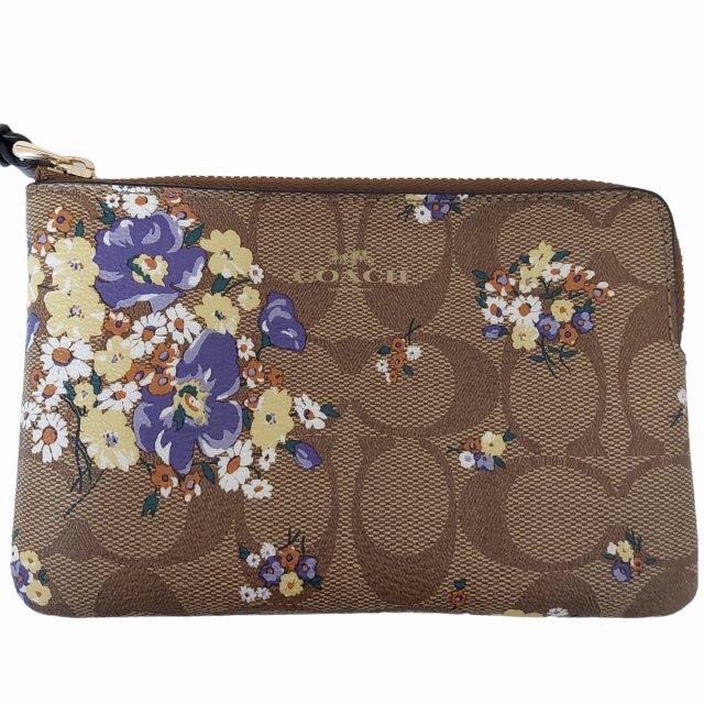 Coach 花柄ポーチ ブラウン