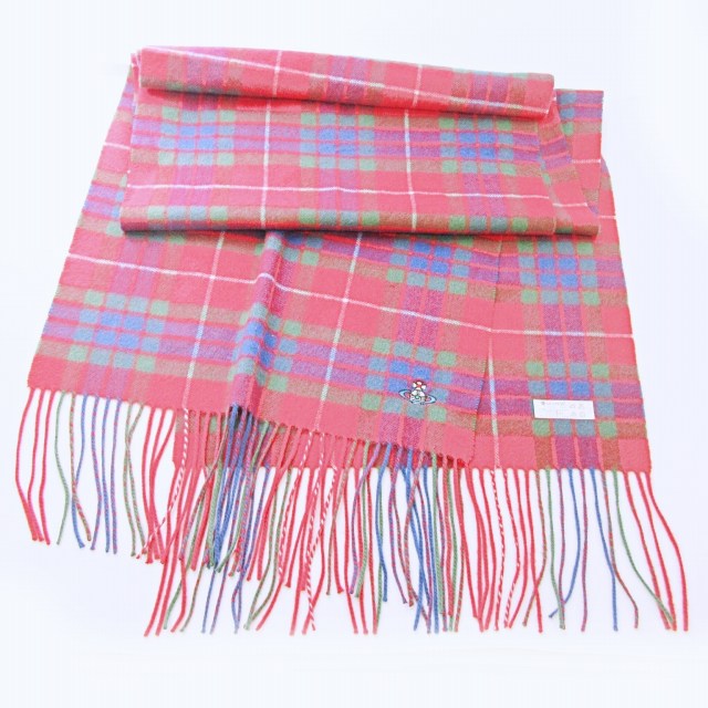 ヴィヴィアンチェック柄フリンジ付きカシミアマフラー ヴィヴィアンチェック柄フリンジ付きカシミアマフラー 【公式通販】