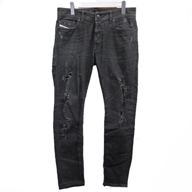 ディーゼル DIESEL SLEENKER ブラックデニムパンツ ジーンズ ダメージ 