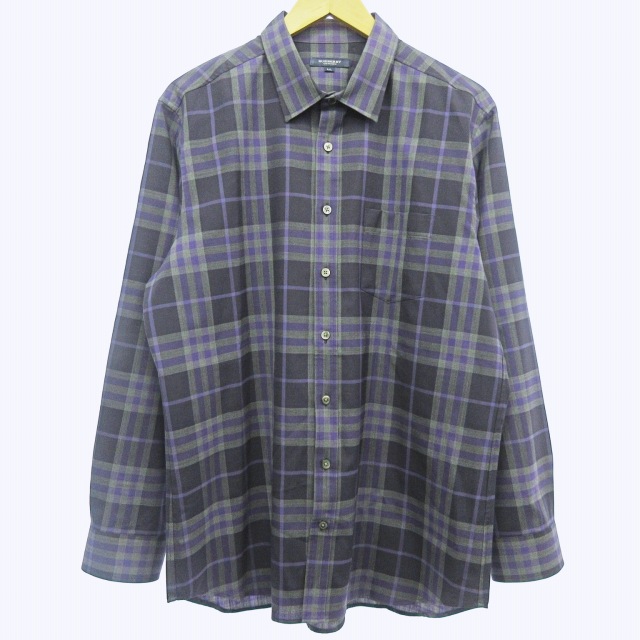 バーバリー ロンドン BURBERRY LONDON シャツ 長袖 ノバチェック 紫 
