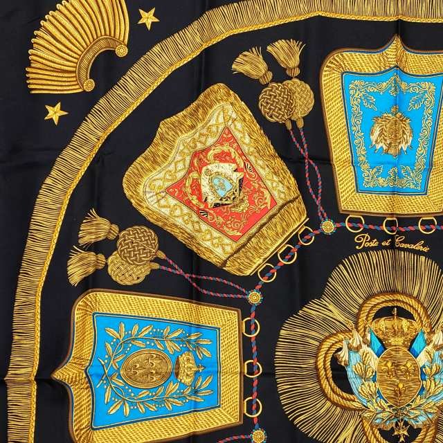 エルメス カレ 90 Poste et Cavalerie サーベル飾り袋 スカーフ ユニ