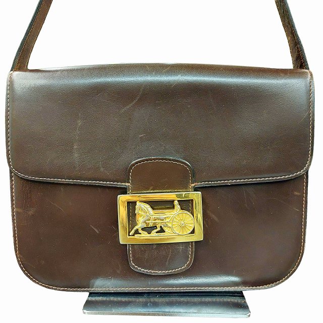 セリーヌ CELINE ヴィンテージ 馬車金具 ショルダーバッグ ゴールド  