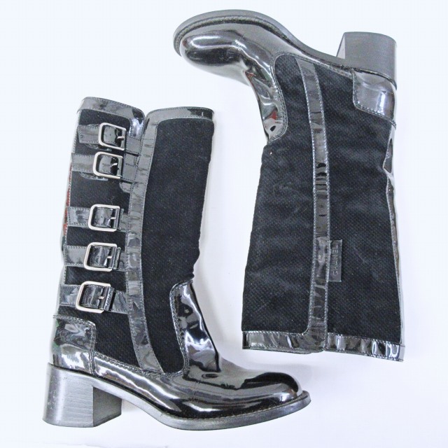 CHANEL ロング ブーツ ブラック 黒 36 23cm シャネル ロングブーツ