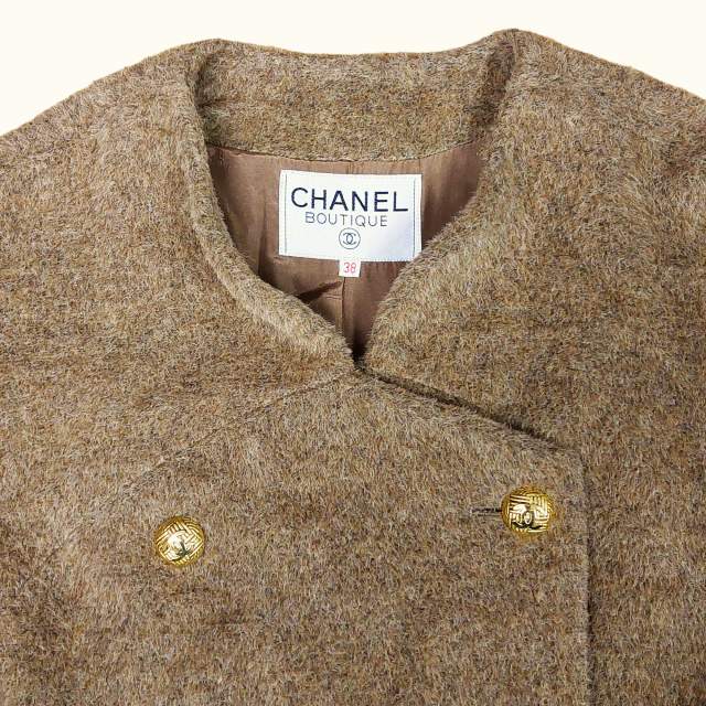 シャネル CHANEL ヴィンテージ 80s アルパカ混 ダブルブレストコート 