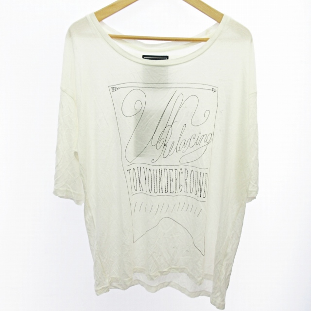 unrelaxing アンリラクシング Tシャツ カットソー 半袖 東京アンダーグラウンド ロゴプリント 白 S 0708 ECO メンズ 049-902307040012