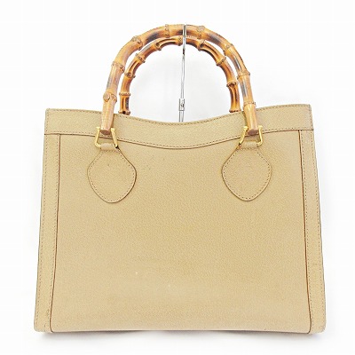 グッチ GUCCI バンブー トートバッグ ハンドバッグ レザー ベージュ  