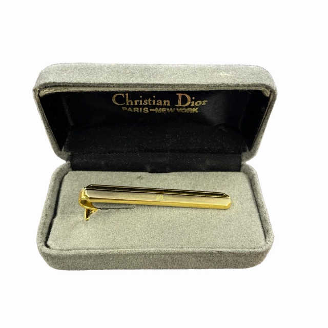 【極美品】Dior　ディオール　ネクタイピン　CDロゴ　ストライプ　ゴールド ws220】希少 Dior ディオール ネクタイチャーム ゴールドカラー CDロゴ