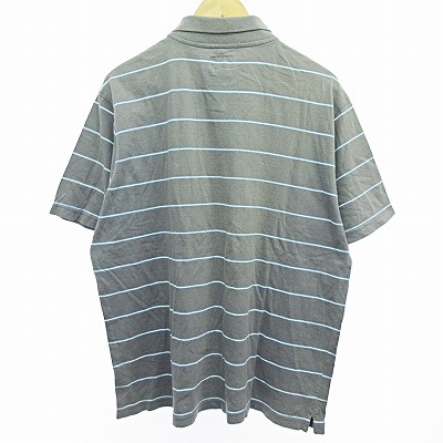 ステューシー STUSSY ポロシャツ カットソー 半袖 ボーダー グレー L