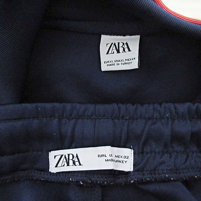 ザラ ZARA セットアップ ジャージ 上下 ジップアップ ライン ネイビー
