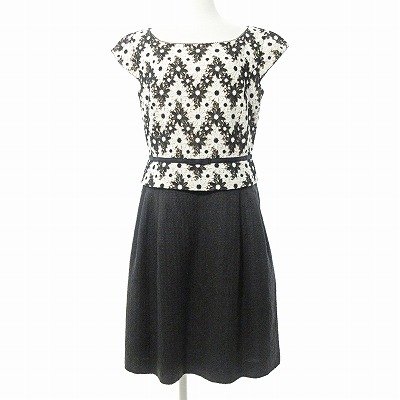 トッカ TOCCA ワンピース 半袖 フレンチスリーブ 膝丈 ツイード  