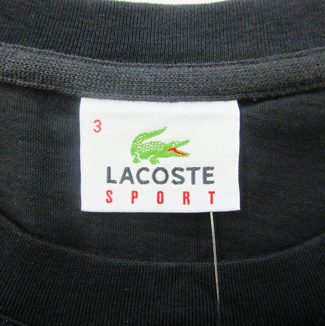 LACOSTE ロゴ入り 黒 Tシャツ　Lサイズ LACOSTE tシャツ スモールパリロゴクルーネックTシャツ メンズ