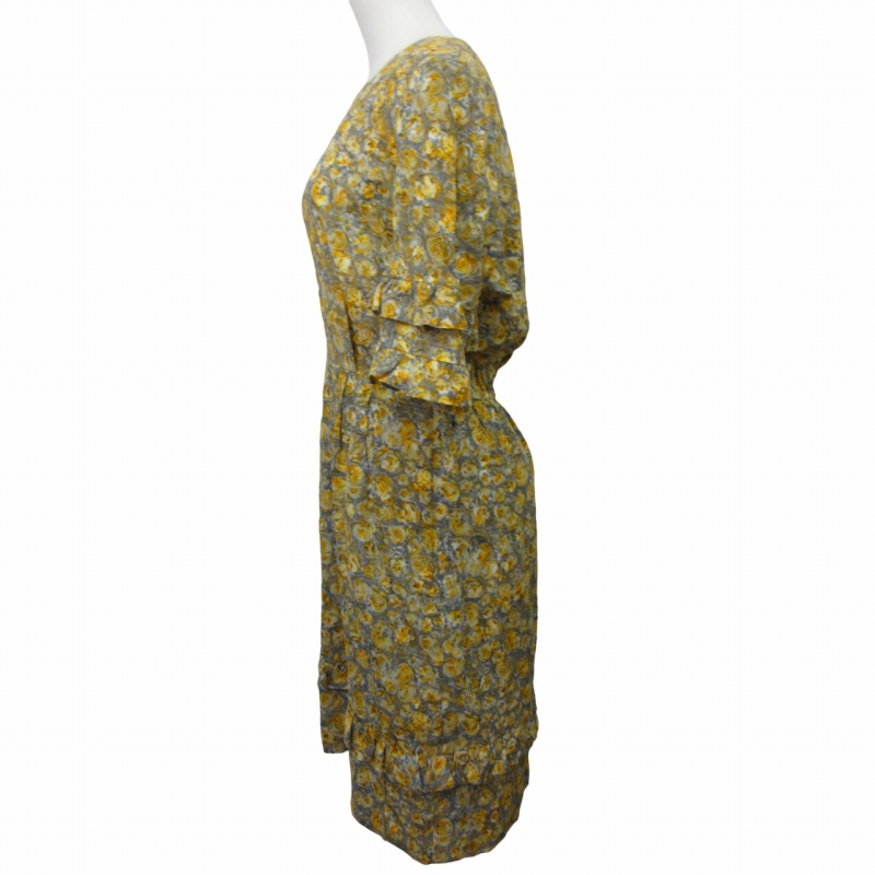 ジュンアシダ jun ashida 美品 総柄 ティアードスリーブ ワンピース 花  