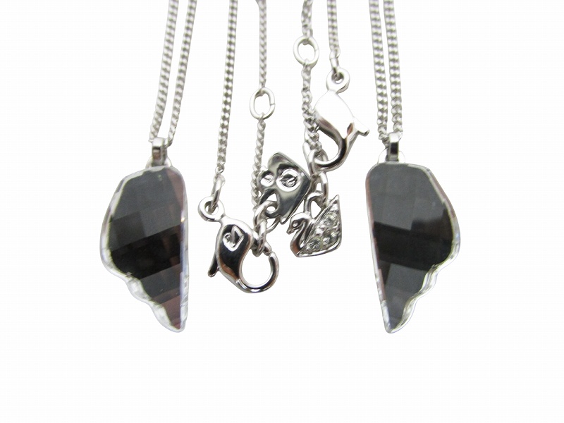 スワロフスキー SWAROVSKI フェザー ペアネックレス ガラス 羽 
